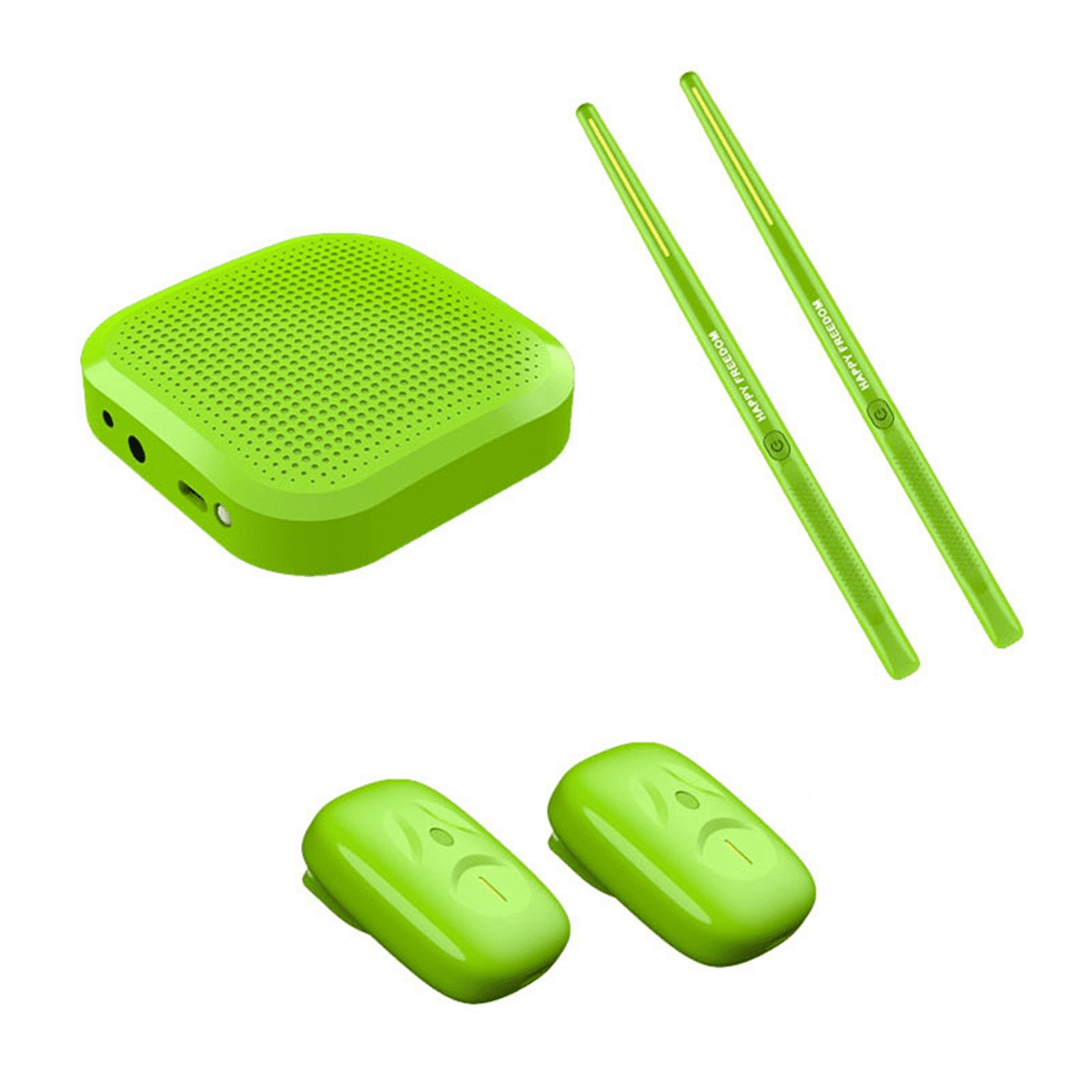 Virtual Air Drum Set with Drumsticks and Pedals Electronic Virtual Air Drum for Adults and Children Musical Gift,2 x Drumsticks 1 x Audio Converter 2 x Pedals,Green