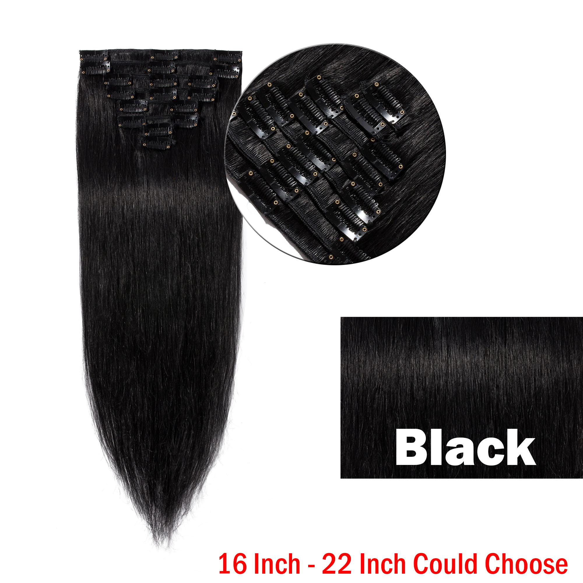 Snoilite Clip in 100 Real Human Hair Extensions Full Head Hair