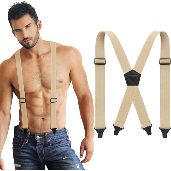 X Back Hidden Suspender Heavy Duty Work Airport Friendly Suspenders Under Clothing for Men Women