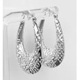thumbnail image 2 of Sterling Silver Free Form Puffed Filigree Hoop Earrings 1 1/4" Long Item #8022, 2 of 5