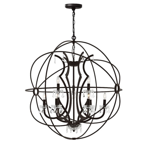 CWI Lighting Campechia 9 Light Up Farmhouse Metal Chandelier in Brown