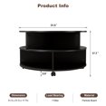 Round Modern Coffee Table with Castors, 2Tier Circle Center Cocktail Table with Storage for