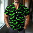 thumbnail image 2 of JGNGSHN Mens Halloween Costume Shirts Button Down Short Sleeve Hawaiian Holiday Shirt Funny Pumpkins Skull Print Tees, 2 of 6