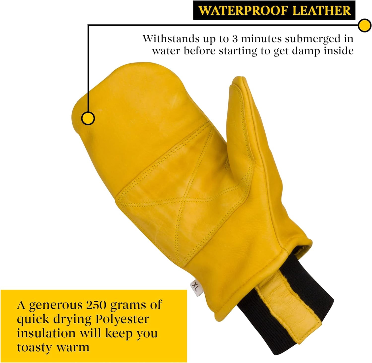 Suse's Kinder Leather Women's Sized Chopper Mittens Also for Men – Insulated Water Resistant Cowhide Winter Gloves for Work, Ski, Outside