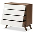 thumbnail image 3 of Baxton Studio Hildon 4 Drawer Chest in White and Walnut Brown, 3 of 7