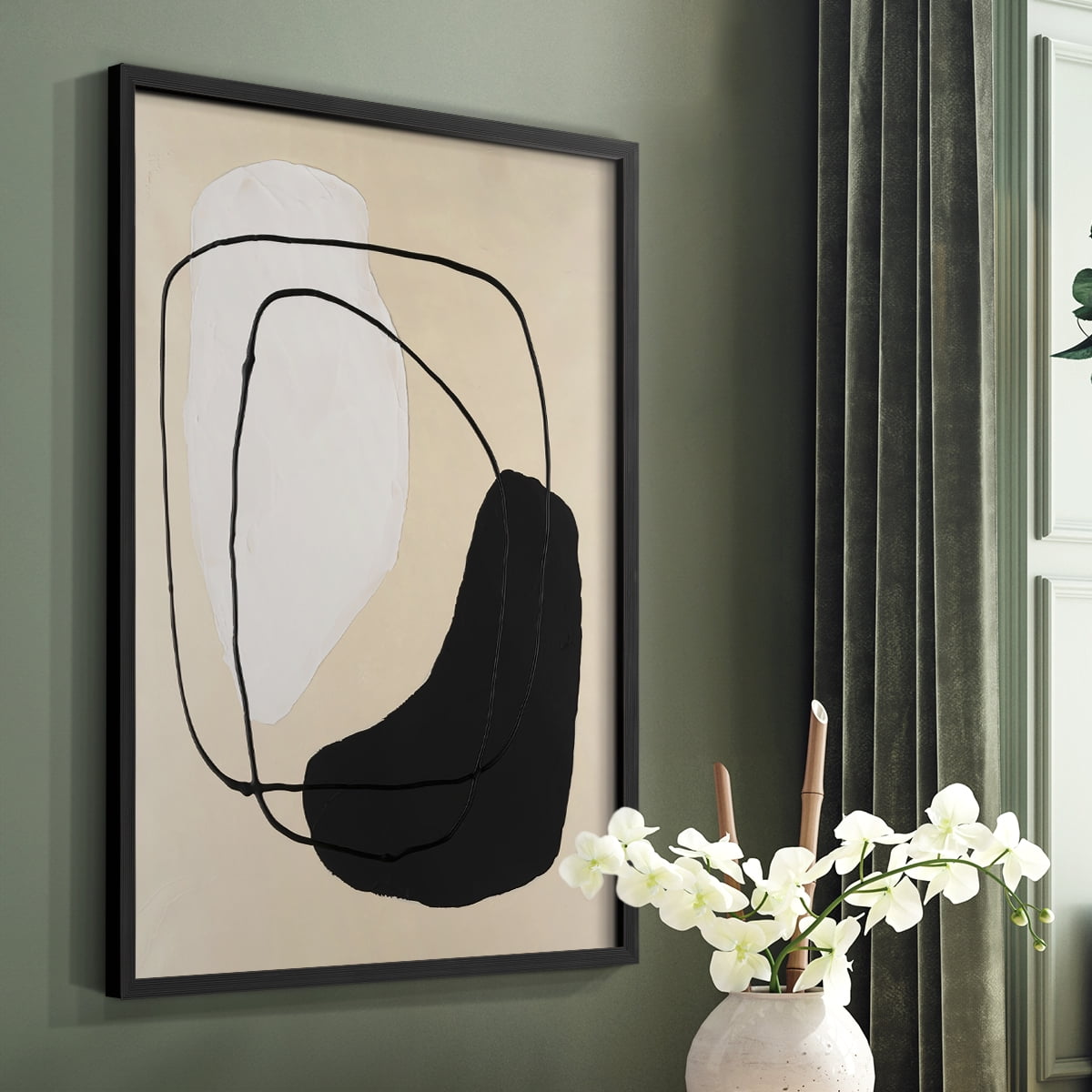 Avant Mod I Framed Print in Black Solid Wood Framed Print No Nail Hanging