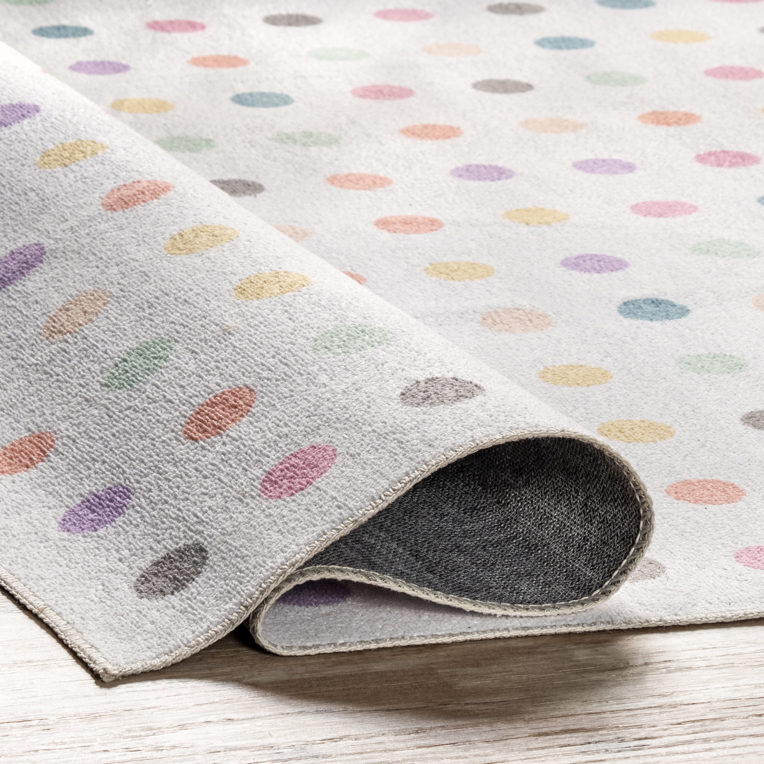 nuLOOM Larissa Machine Washable Kids Polka Dot Area Rug, 8' x 10', Ivory