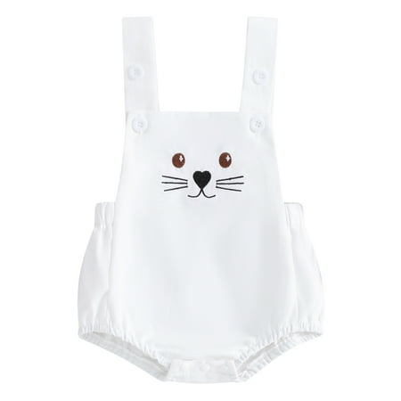 

Suealasg Newborn Girls Overalls Baby Easter Clothes Sleeveless Bunny Print Romper Bodysuit 3M 6M 12M 18M Infant Summer One Piece Jumpsuit