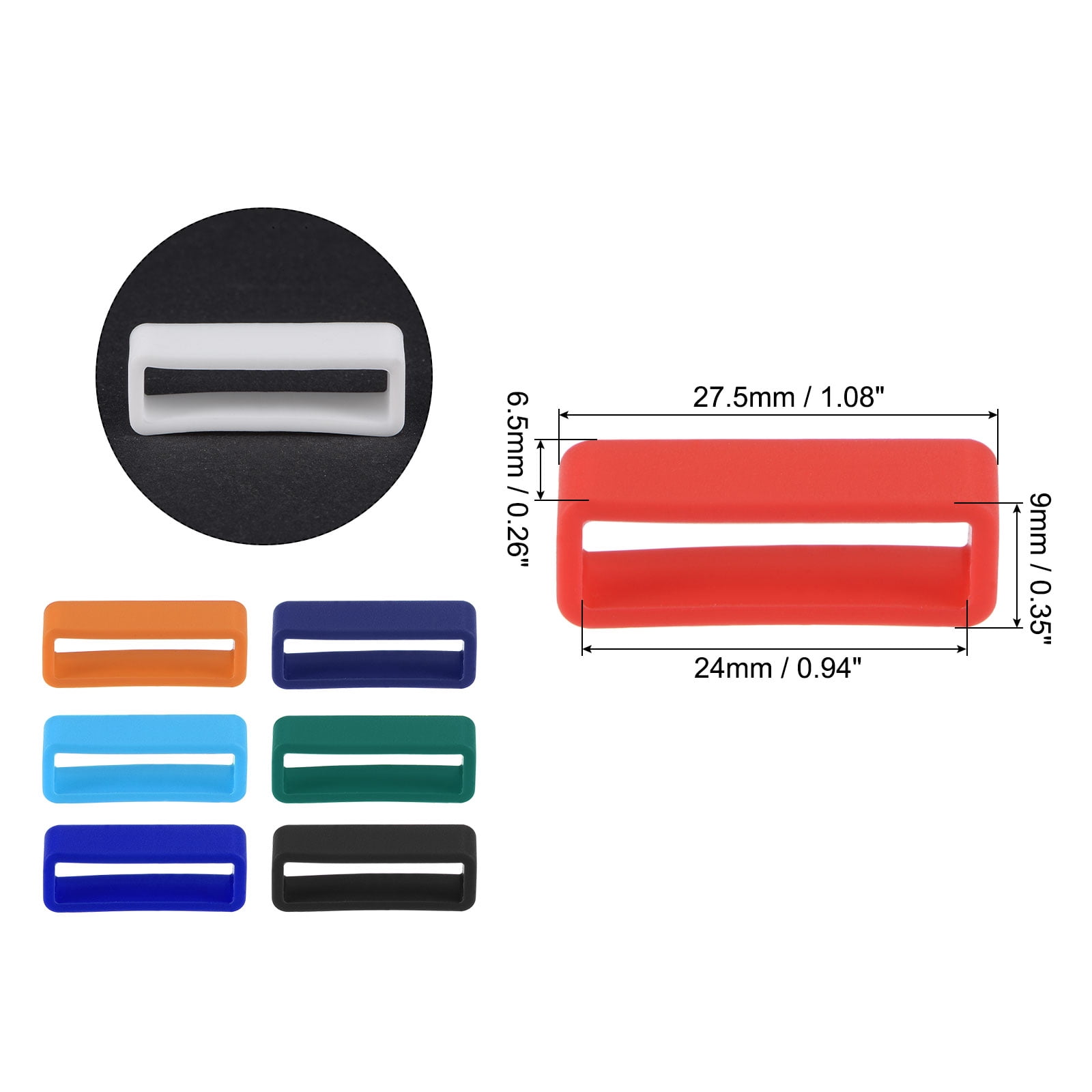 Unique Bargains 16mm Silicone Watch Band Strap Loops Replacement Fastener 24mm