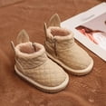 thumbnail image 2 of Miluxas Infant Baby Boys Girls Plush Winter Snow Boots Bowknot Ankle Side Zipper Soft Sole Boots Toddler Newborn Warm First Walker Crib Outdoor Shoes Khaki 1.5 Years, 2 of 7