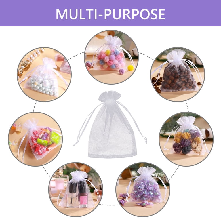 Tripumer Sheer Organza Bags, 200-Piece White Gift Pouches photo 6