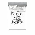 thumbnail image 2 of Saying Bedding Set with Sheet & Covers, Brush Pen Lettering with Phrase Relax You Are Home Black and White Calming Text, Printed Bedroom Decor 2 Shams, 4 Sizes, Black and White, by Ambesonne, 2 of 3
