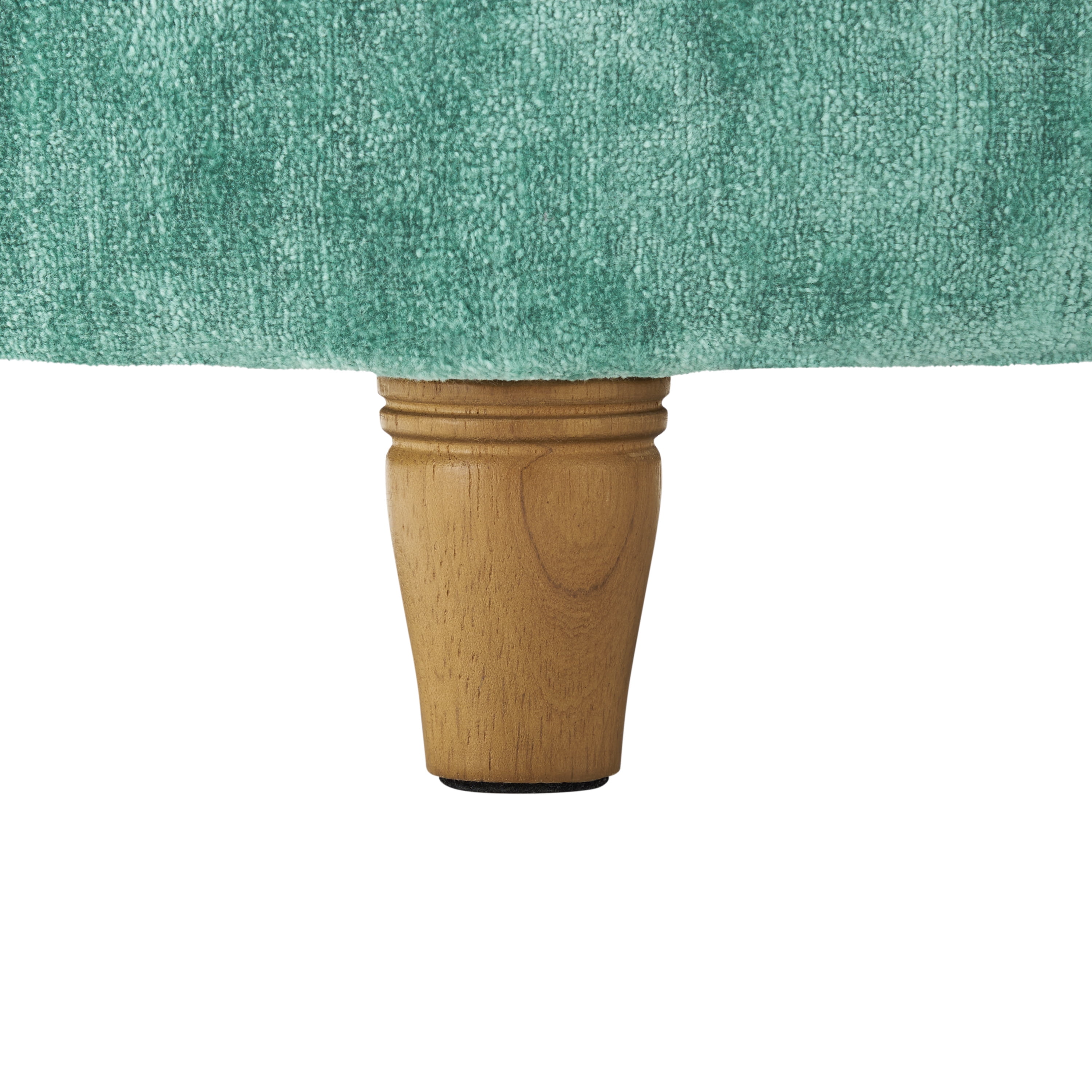 The Pioneer Woman Harper Round Velvet Storage Ottoman, Jade, 17.72 in