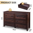 thumbnail image 4 of GALAXHERO Farmhouse 6 Drawer Wood Dresser, 53.07" Wide Storage Organizer with Double Rustic Handles, TV Stand for 60" TV, Brown, Bedroom & Living Room, 4 of 11