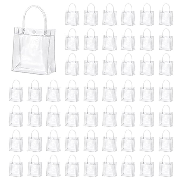 100 Bolsas de Regalo Transparentes con Asas, Bolsas de Regalo de Plástico, Bolsas de Mano Transparentes Reutilizables, Bolsas de Dulces para Bodas