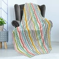 thumbnail image 4 of Striped Soft Flannel Fleece Throw Blanket, Vertical Abstract Featured Swirl Lines Curved Sketchy Bands and Dots Display, Cozy Plush for Indoor and Outdoor Use, 70" x 90", Multicolor, by Ambesonne, 4 of 5