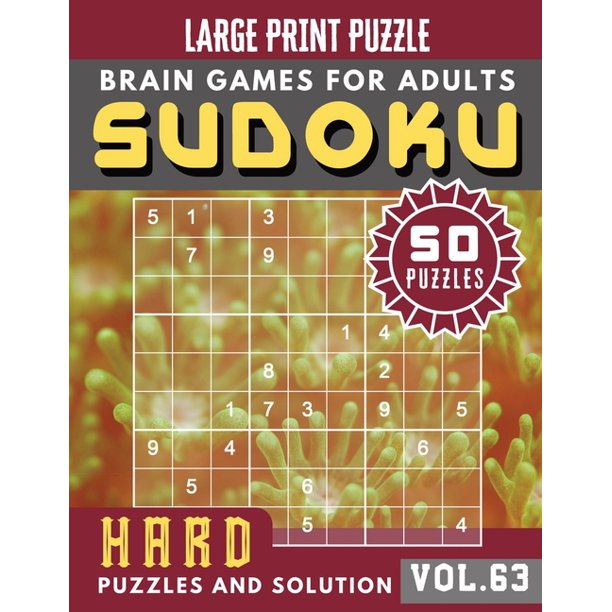 sudoku brain games puzzles book large print hard sudoku puzzles and solution sudoku extremely hard full page hard sudoku maths book to challenge your brain sudoku in very large