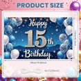 thumbnail image 2 of Blue Theme 15th Birthday Banner Silver Glitter  Display Balloon Decor Starry Pattern Birthday Backdrop for 15th Birthday Party Teenager Celebration Indoor Decoration, 2 of 8