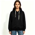 thumbnail image 2 of Women's Solid Oversized Drawstring Pullover Hoodie, Fleece Loose Fit Kangaroo Pocket Hooded Sweatshirt, Size S-2XL, 2 of 4