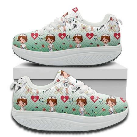

Gradient Beautiful Nurse Pattern Woman Autumn Winter Non-Slip Walking Sneakers Wear-Resistant Fashion Jogging Shoes Custom Image