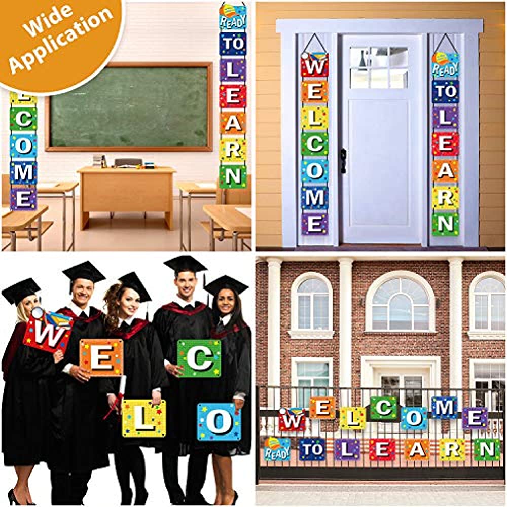 Back to School Banner Welcome Banner for First Day of School Welcome Ready  to Learn Classroom Party Supplies Photo Props for Kindergarten Pre-school  Primary High School Classroom Decorations