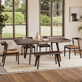 thumbnail image 2 of Capri Solid Oak Wood 6-Piece Extendable Leaf Dining Set, Dark Brown Red Oak, 2 of 9