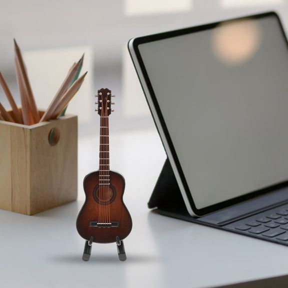 1 Set Miniature Wooden Guitar Model Decorative Mini Guitar Ornament for Home Office Desk Display