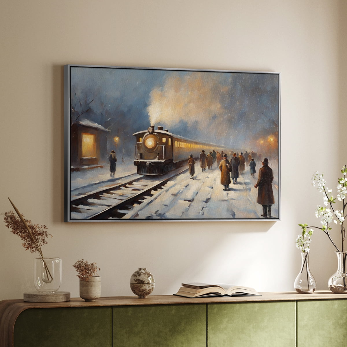 Vintage Landscape-CCI By Wexford Home Framed in Silver Wood Gallery Wrapped Canvas 25 in. x 37 in.