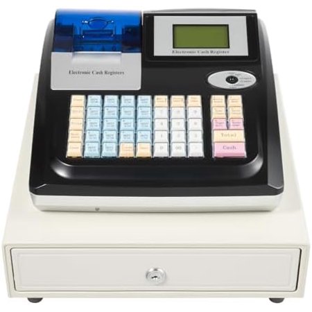 Electronic Pos System Cash Register,48 Keys 36 Department 8 Digital LED Display Cash Register Thermal Cash Register with Cash Drawer,Multifunction Cash Register for Retail Restaurant Shop Supermarket