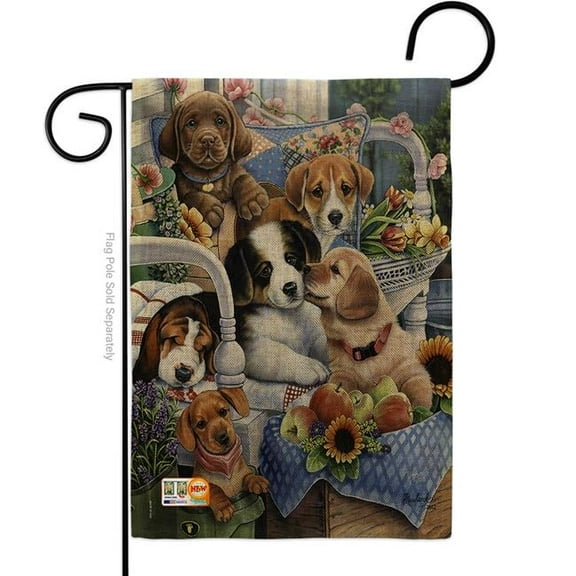 13 x 18.5 in. Country Pups Burlap Nature Pets Impressions Decorative Vertical Double Sided Garden Flag