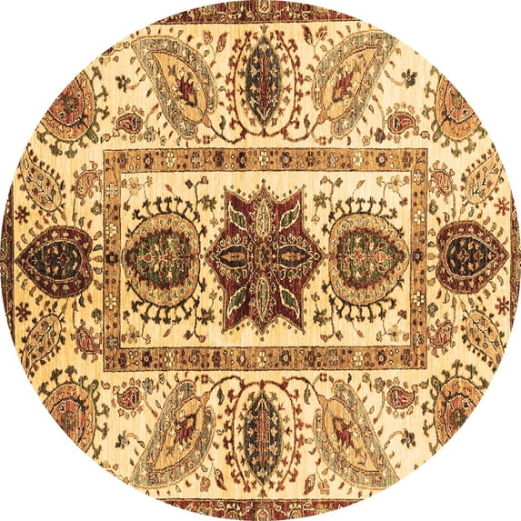 Ahgly Company Indoor Round Oriental Brown Modern Area Rugs, 4' Round