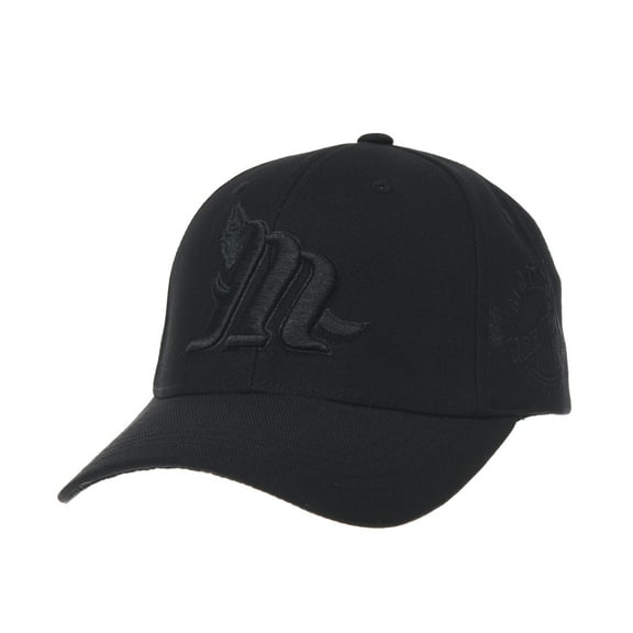 WITHMOONS Cotton Baseball Cap Simple Ballcap M Lettering Embroidery AM1996 (Black)