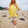 thumbnail image 5 of Qzwdhjm Crochet Swimsuit Cover Up for Women Hollow Out Mini Beach Coverup Dresses Crewneck Long Sleeve Bathing Suits Coverups with Pocket, 5 of 9