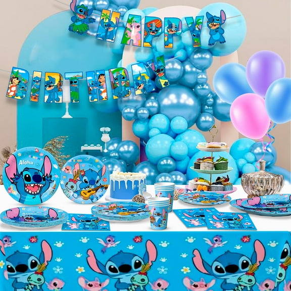 Cute Blue Alien Party Supplies 114 Pcs - All-In-One Birthday Decorations & Tableware Set for Boys/Girls Kids, Serves 16