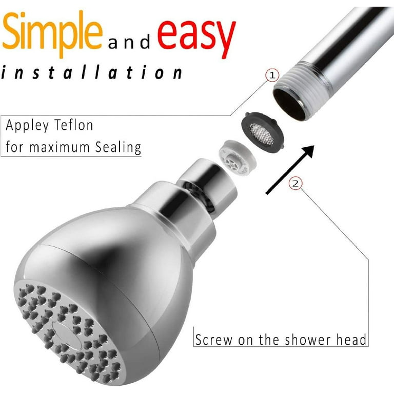 High Pressuer Showerhead chrome Anti leak Shower Head For Powerful Water Rain With Removable Flow Restrictor Unique 3 Inch 5 Years Wrranty Free