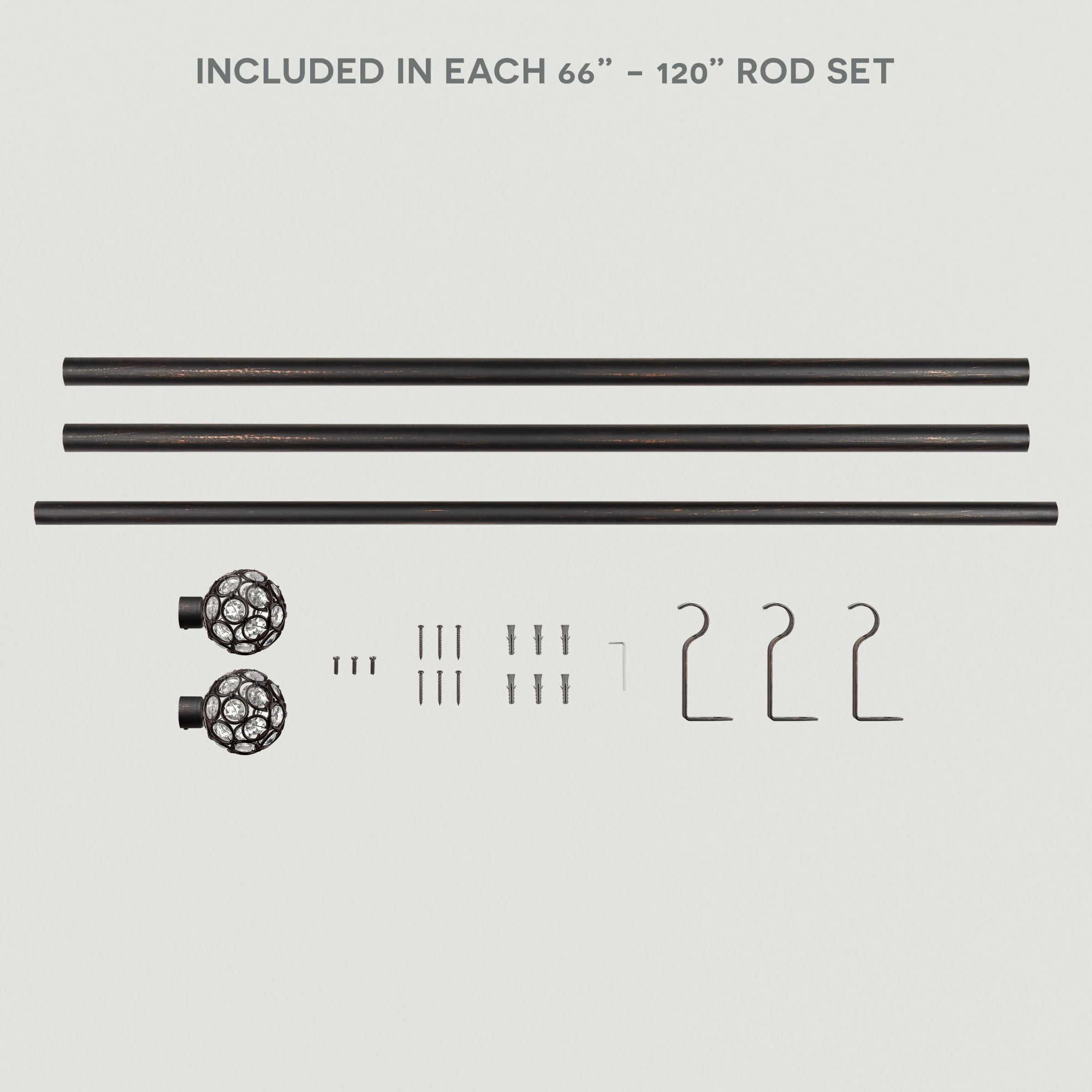 Exclusive Home Contemporary, Modern Matte Ball Adjustable Set, 66 in - 120 in