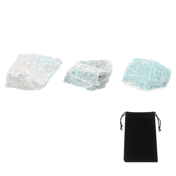 Uxcell 100g Blue Microcline Rough Crystals, Crystal Rocks Stone Real Raw Gemstones with Velvet Bag for Vase Filler Landscape Bottom Decoration Home Collection Decor DIY Project