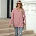 thumbnail image 4 of Camisetas para Mujer, de Larga, con Banda en la Parte Inferior, Informales, de Negocios, con Cuello en V Rosa L, 4 of 10