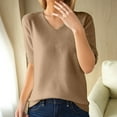 thumbnail image 2 of Gold Graphic Tee Dress, Elbow-Length T Shirts for Women, Cotton Trendy Tops for Women 2024, Women's Fashion Sweater V Neck Half Sleeve Loose Base T Shirt Top, 2 of 9