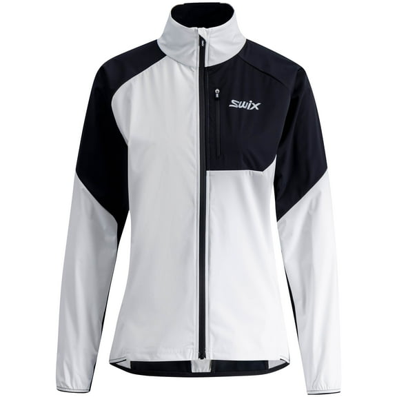 SWIX Adult Female Focus Bright White/Black Wind Jacket, Size: M (10181-24-00017-M)
