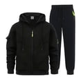 thumbnail image 1 of Ketyyh-chn99 Ensemble 2 Pcs pour Homme à Col Ras du Cou, Mode Homme, Doublé en Molleton, Fermeture Éclair Intégrale, Pantalon de Jogging à Capuche, Tenue de Sport Décontractée, Taille pour TG, Noir, 1 of 6