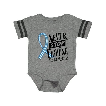 

Inktastic Never Stop Fighting ALS Awareness Gift Baby Boy or Baby Girl Bodysuit