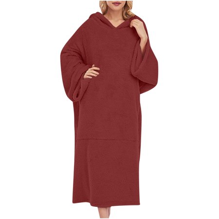 

Clearance Women s Pajamas Long Sleeve Autumn Winter Homewear Hooded Coat Solid Color Loose Pajamas Oversized Suit