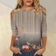thumbnail image 2 of BangWanChi Womens Summer Tops 3/4 Sleeve Women's Fashion Printed T-Shirt 3/4 Sleeves Blouse Round Neck Casual Tops, 2 of 5