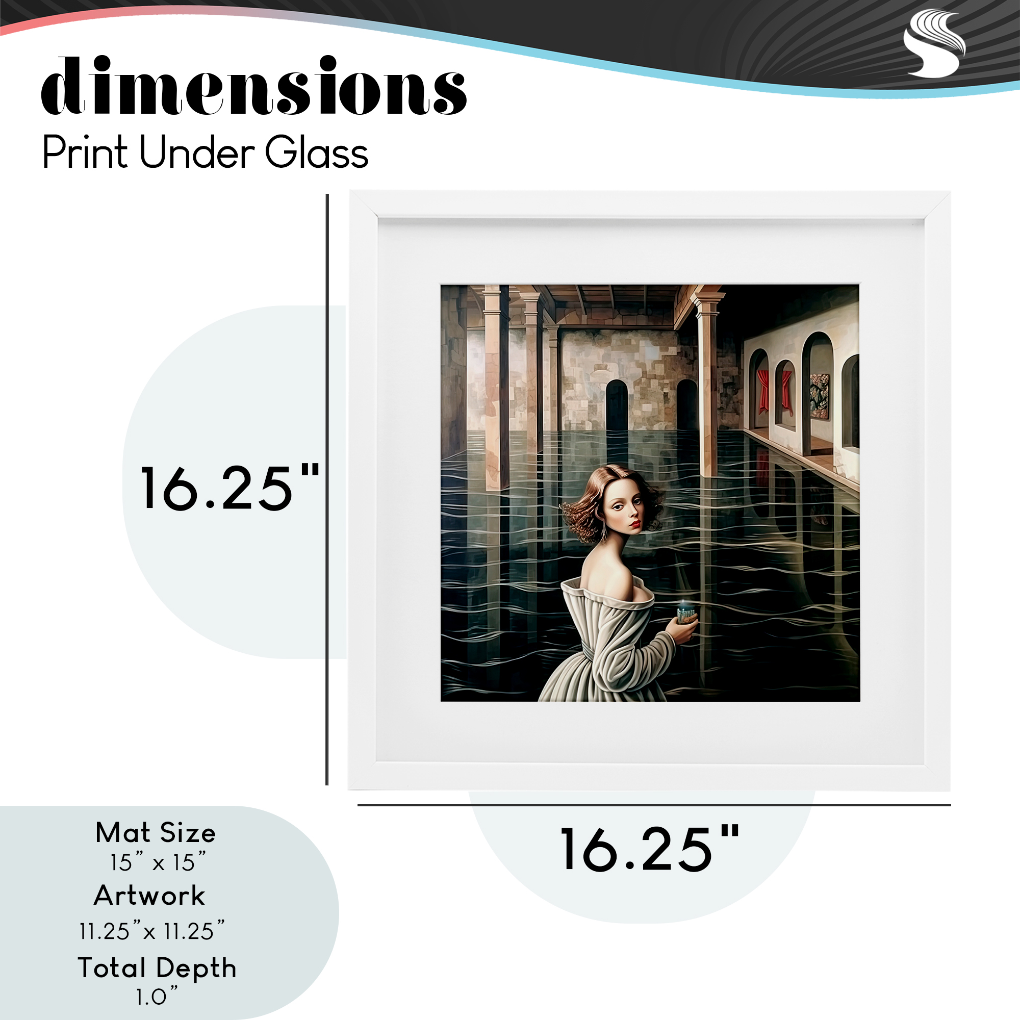 Portal Of Reflections White Framed Print Under Glass, design by Sasha