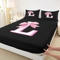 thumbnail image 4 of Erosebridal Cute Coquette Bows Bed Sheets,Girls Pink Bowknot L Alphabet King Sheets For Kids 4 Pieces, 4 of 6