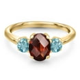 thumbnail image 3 of Gem Stone King 10K Yellow Gold Red Garnet and Blue Zircon Engagement Ring for Women | 2.53 Cttw | Oval Checkerboard 8X6MM | Gemstone January Birthstone | Size 7, 3 of 6
