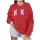 thumbnail image 1 of Sudadera Penkiiy Mama Mujer Oversize Glitter Patch Mama Crewneck Sudaderas Mama Print Manga Larga Sudadera Moda Suelta XS Rojo, 1 of 7
