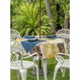 thumbnail image 3 of Outdoor Tablecloths with Umbrella Hole & Zipper, Yellow Ombre Spring Floral Round Tablecloths 60 Inch, Summer Botanical Flowers Waterproof Table Cloth, Patio/Pool/Picnic Table Covers, 3 of 8