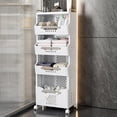 thumbnail image 2 of Laundry Basket with Wheels,Rolling Folding Laundry Hamper,utility cart,Kitchen storage Cart,Stackable Storage Bins Open Front,Dirty Clothes Hamper,Plastic laundry room organization, 2 of 6